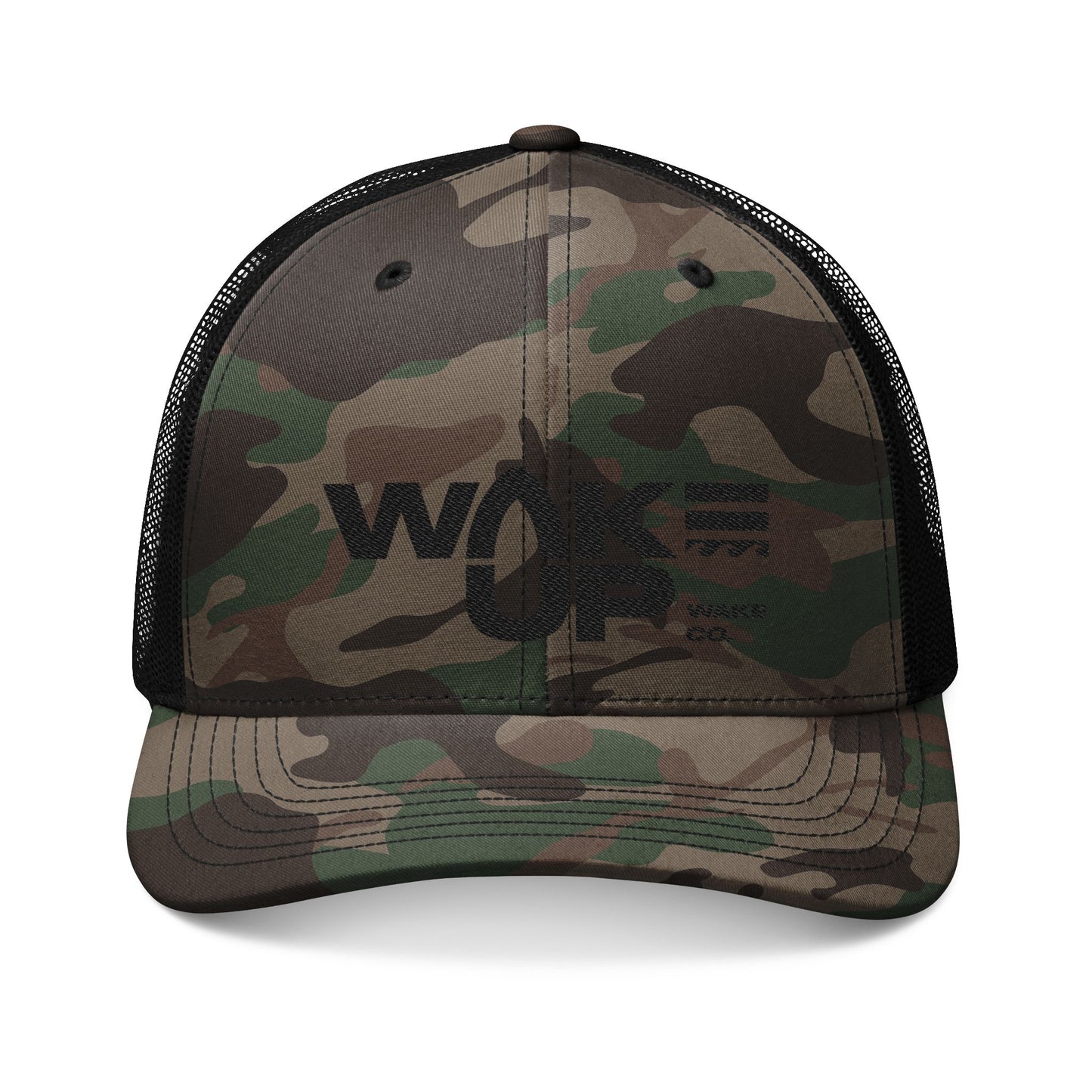 Wake Up Camouflage Trucker Hat