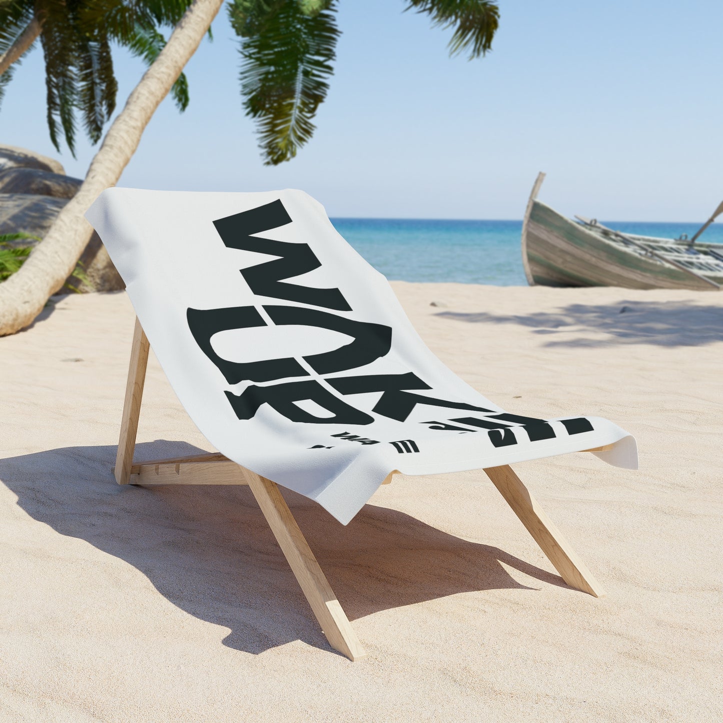 Wake Up Beach Towel-White