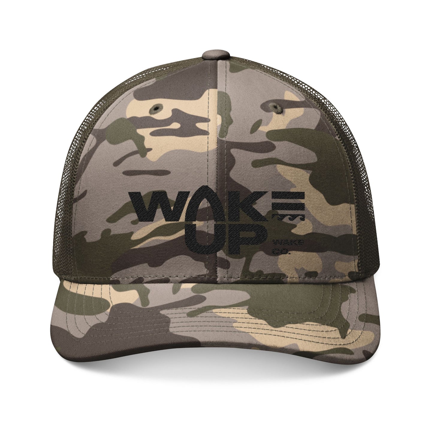 Wake Up Camouflage Trucker Hat